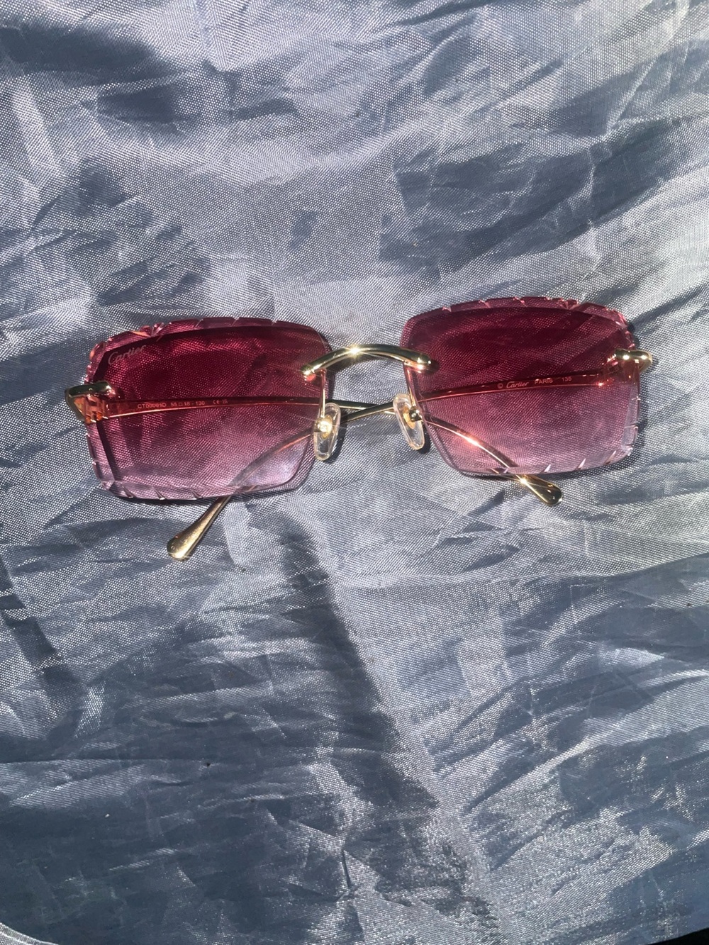 Cartier Panthere CT0061O 60mm Diamond Cut Gradient Red Lens size 55